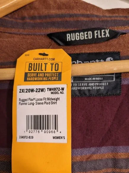 NWT Ladies Carhartt Flannel Shirt Plus Size 2XL Approx 20 22 24 New Rugged Top - Picture 6 of 10